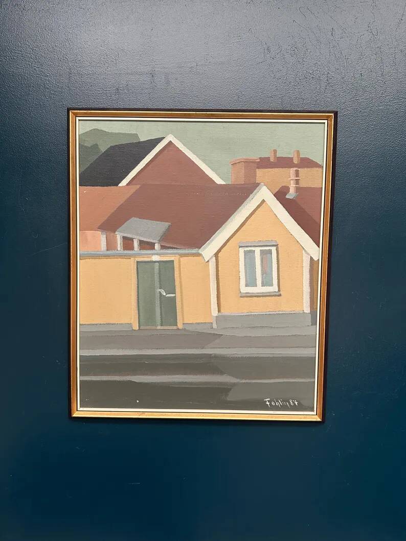 Original Vintage Swedish Oil on Canvas – “City Scene” by Gunnar Fohlin – Signed & Dated 1987 – Vintage & Framed