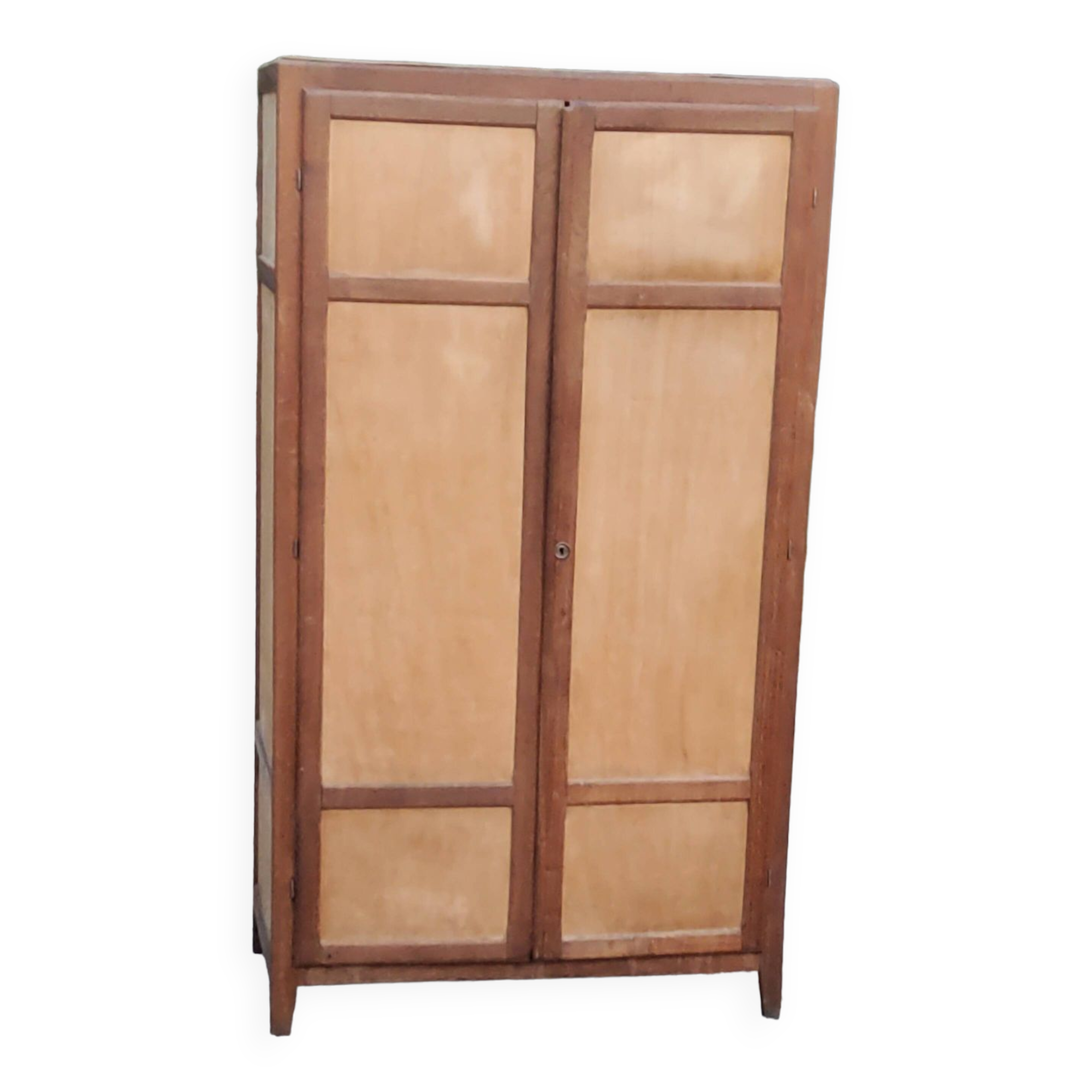 Parisian 2-door wardrobe in oak and poplar from the 1950s
