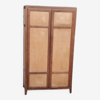 Armoire parisienne 2 portes en chêne et peuplier des années 50