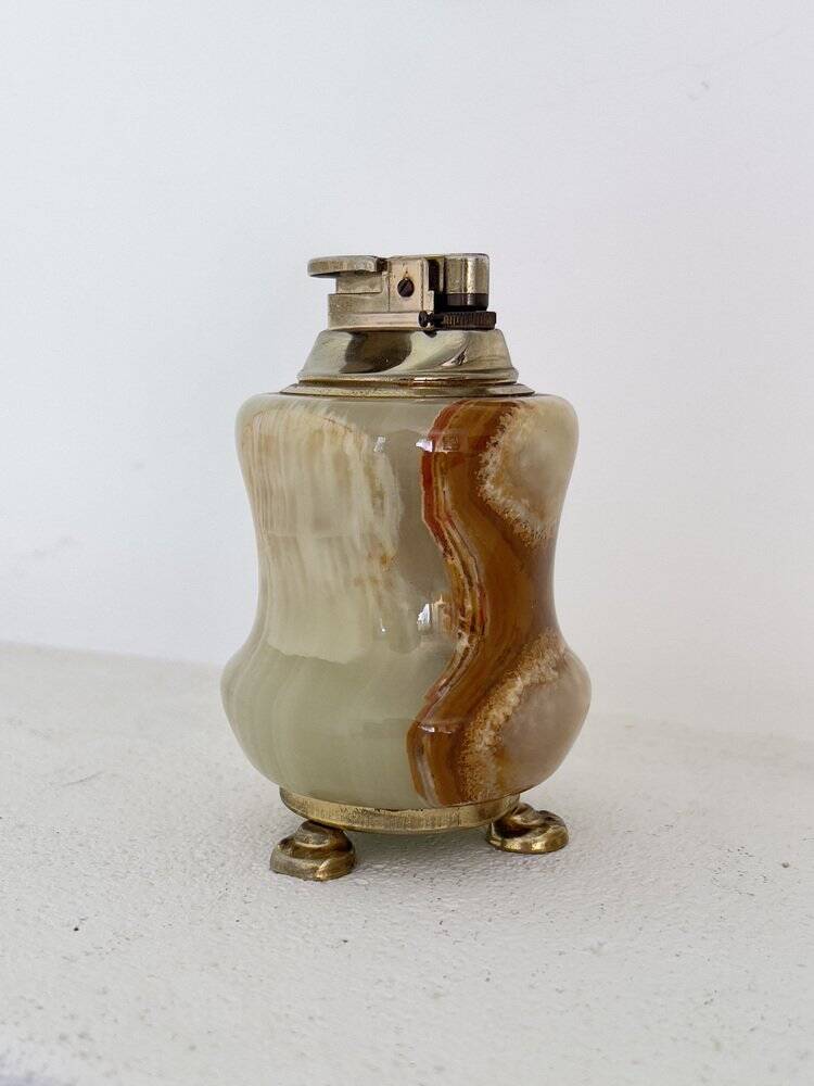 Green onyx table lighter, Italy, 1970s