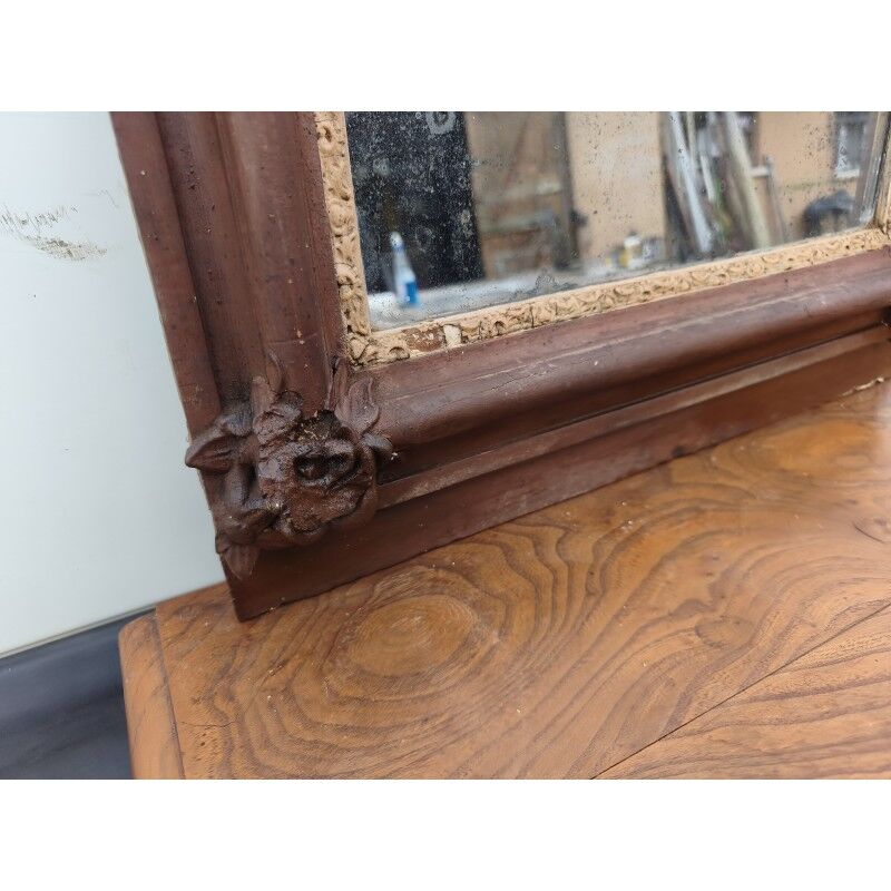 Miroir de cheminée 19ème bois et stuc
