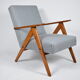 Fauteuil vintage original années 1960, totalement restauré, pied de poule