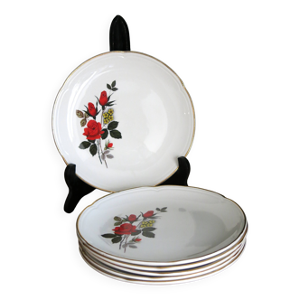 6 dessert plates from Moulin des loups, "Carmen" model, in very good condition