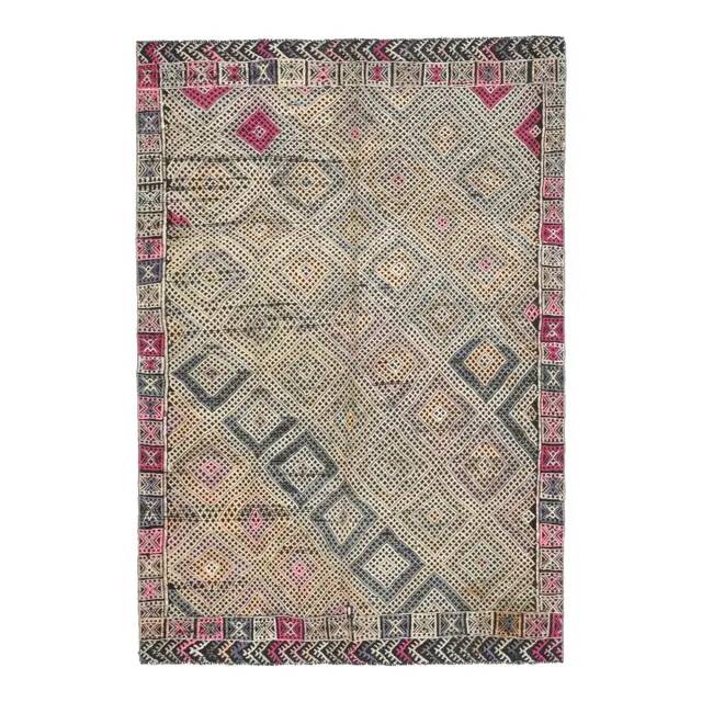 1970s Vintage Turkish Oushak Handmade Wool Cotton Gray Area Rug 158x236