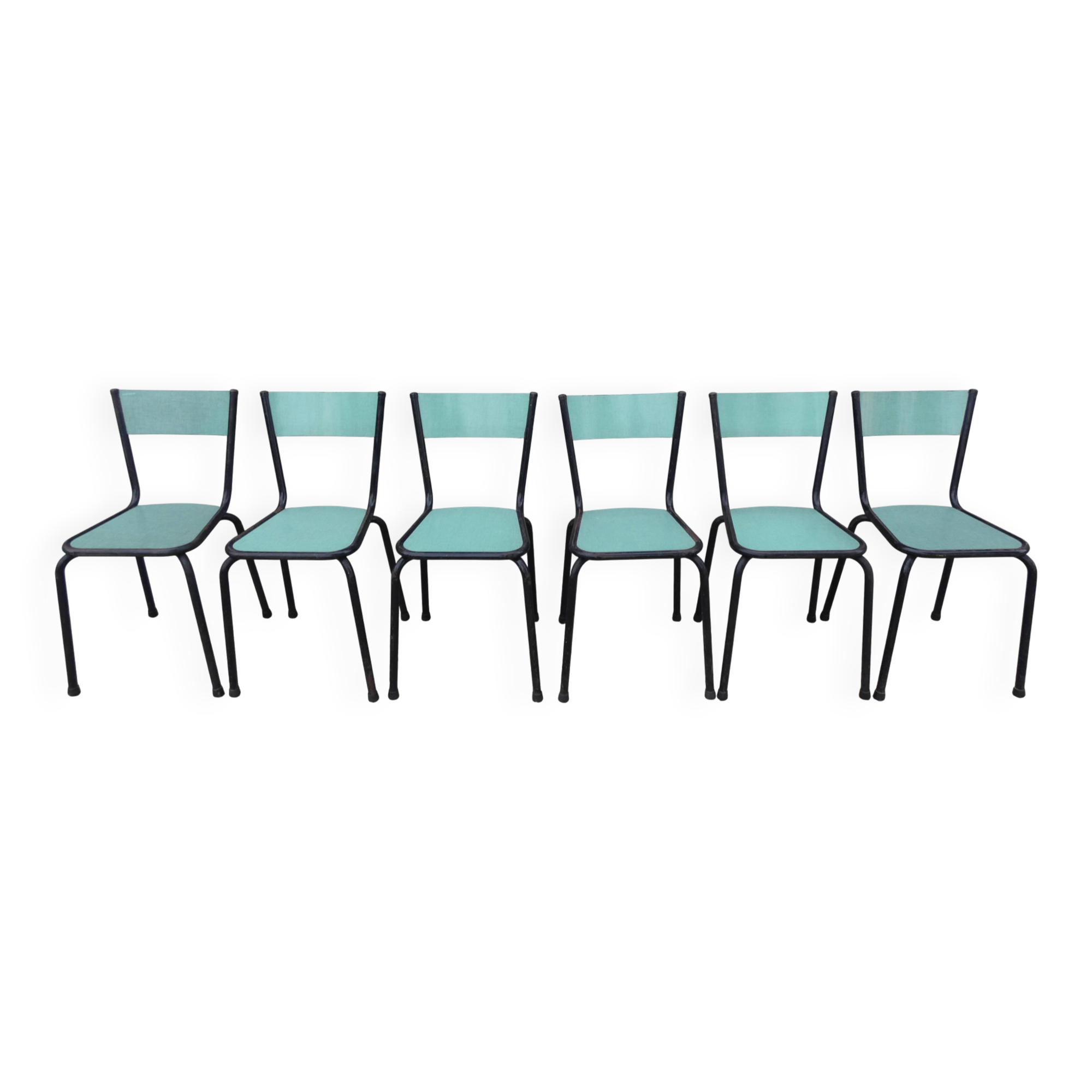 6 chaises en formica vert mint design vintage
