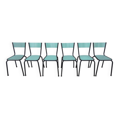 6 chaises en formica vert mint design vintage