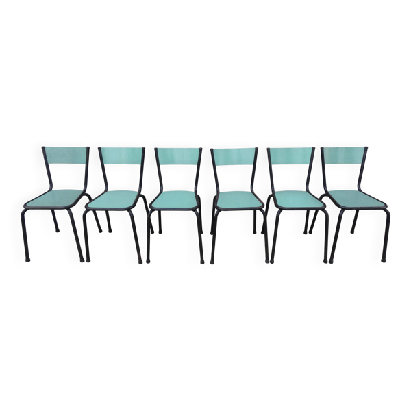 6 chaises en formica vert mint design vintage