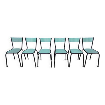 6 mint green Formica chairs vintage design