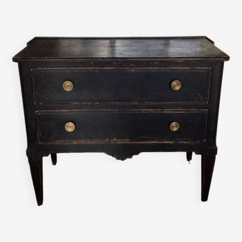 Oak chest of drawers, black patina