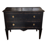 Oak chest of drawers, black patina