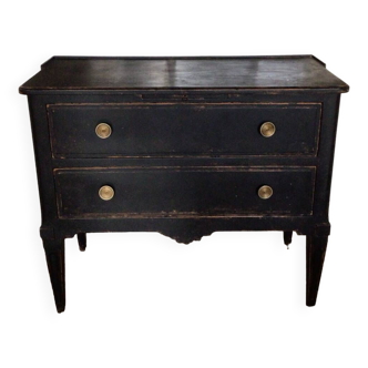 Commode en chêne, patine noire