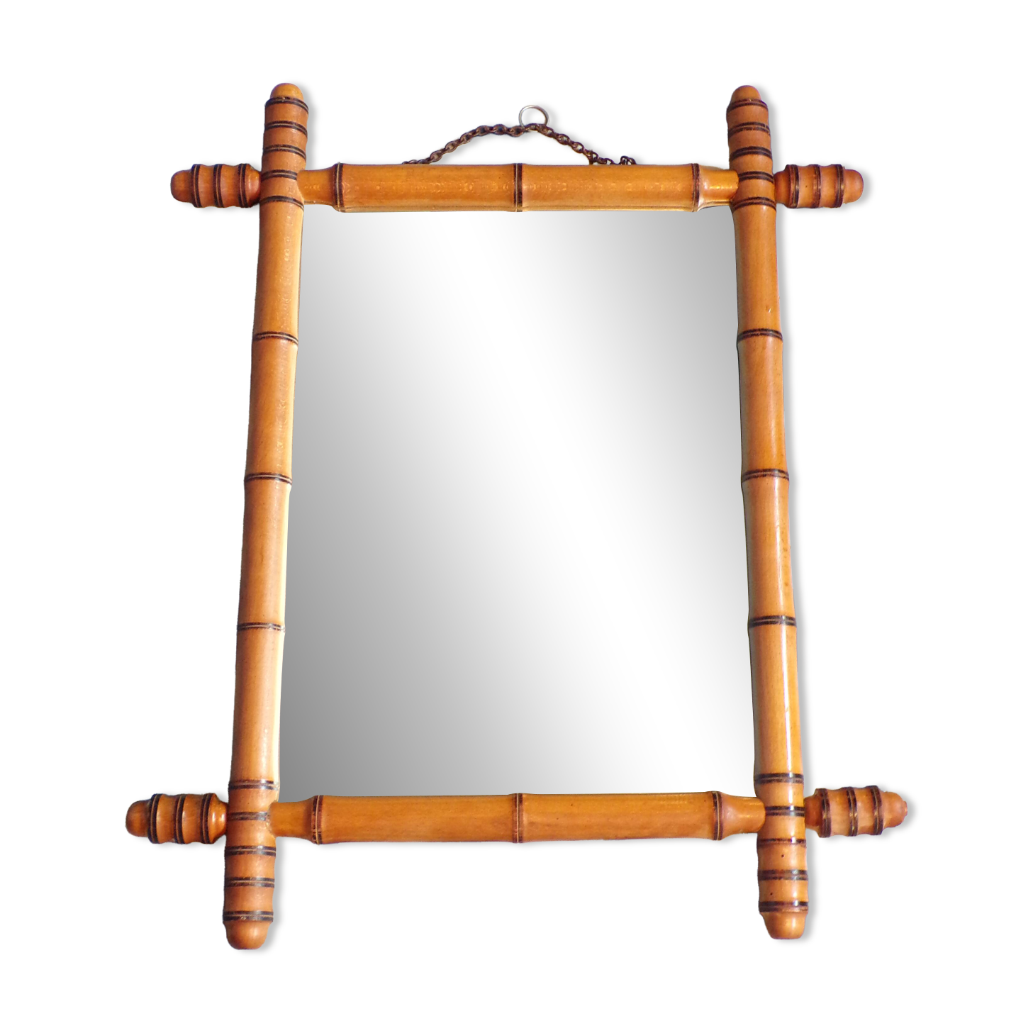 Mirror 1900 bamboo effect wooden frame 53.5x65.5 cm