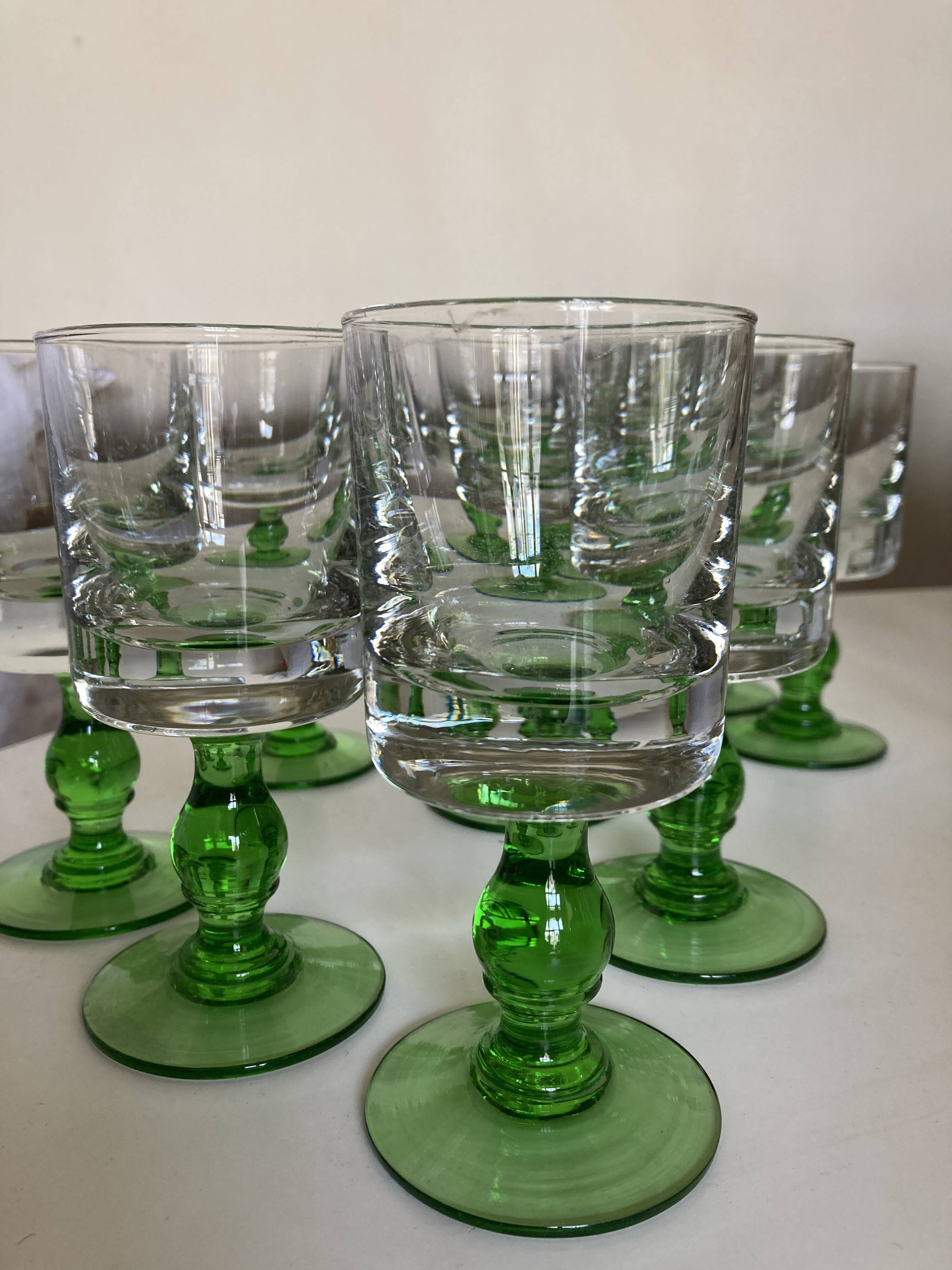 Set of 12 massive stemmed tumbler glasses 1960