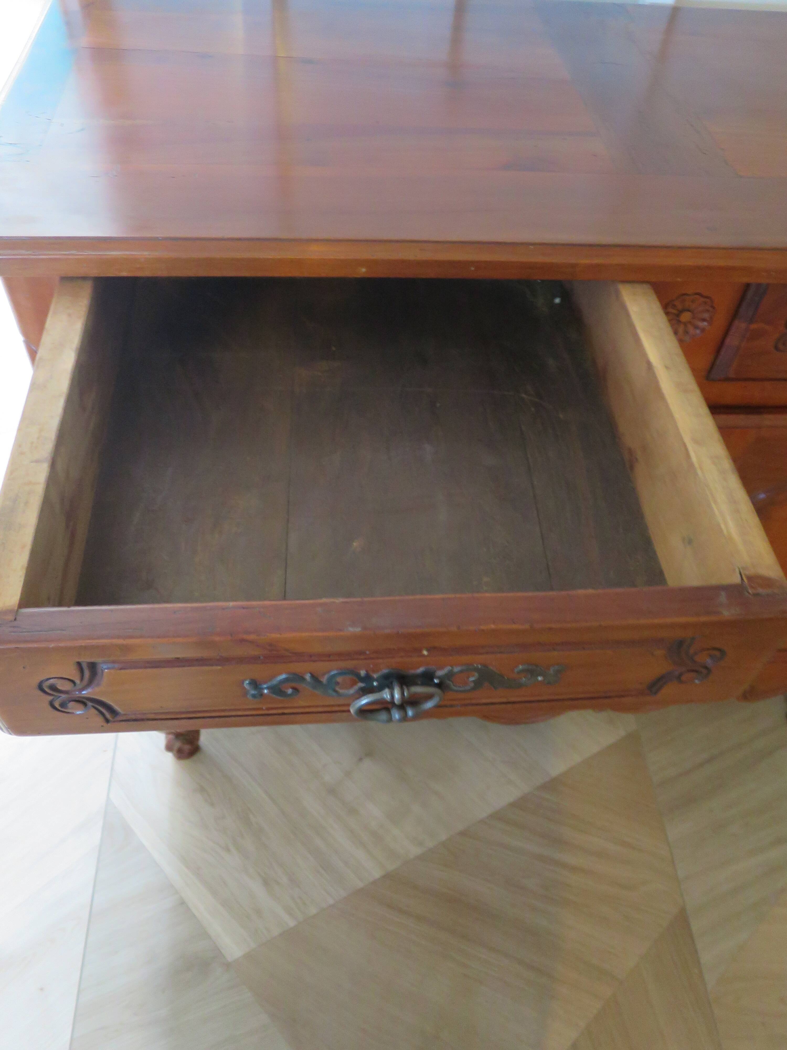 Rustic buffet Louis XV-Regency-jointed-massive wood-snail feet