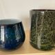 Duo de cache-pot vintage en pâte de verre bullée
