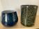 Pair of vintage flowerpots in bubbled glass paste