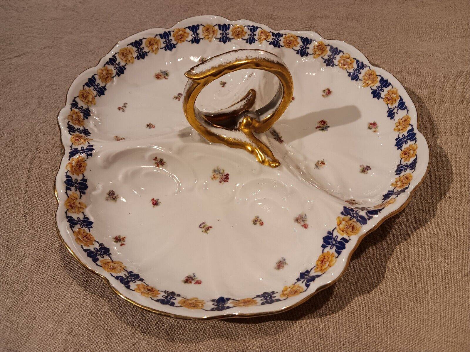 Beggar servant in Limoges JC porcelain floral decoration with roses