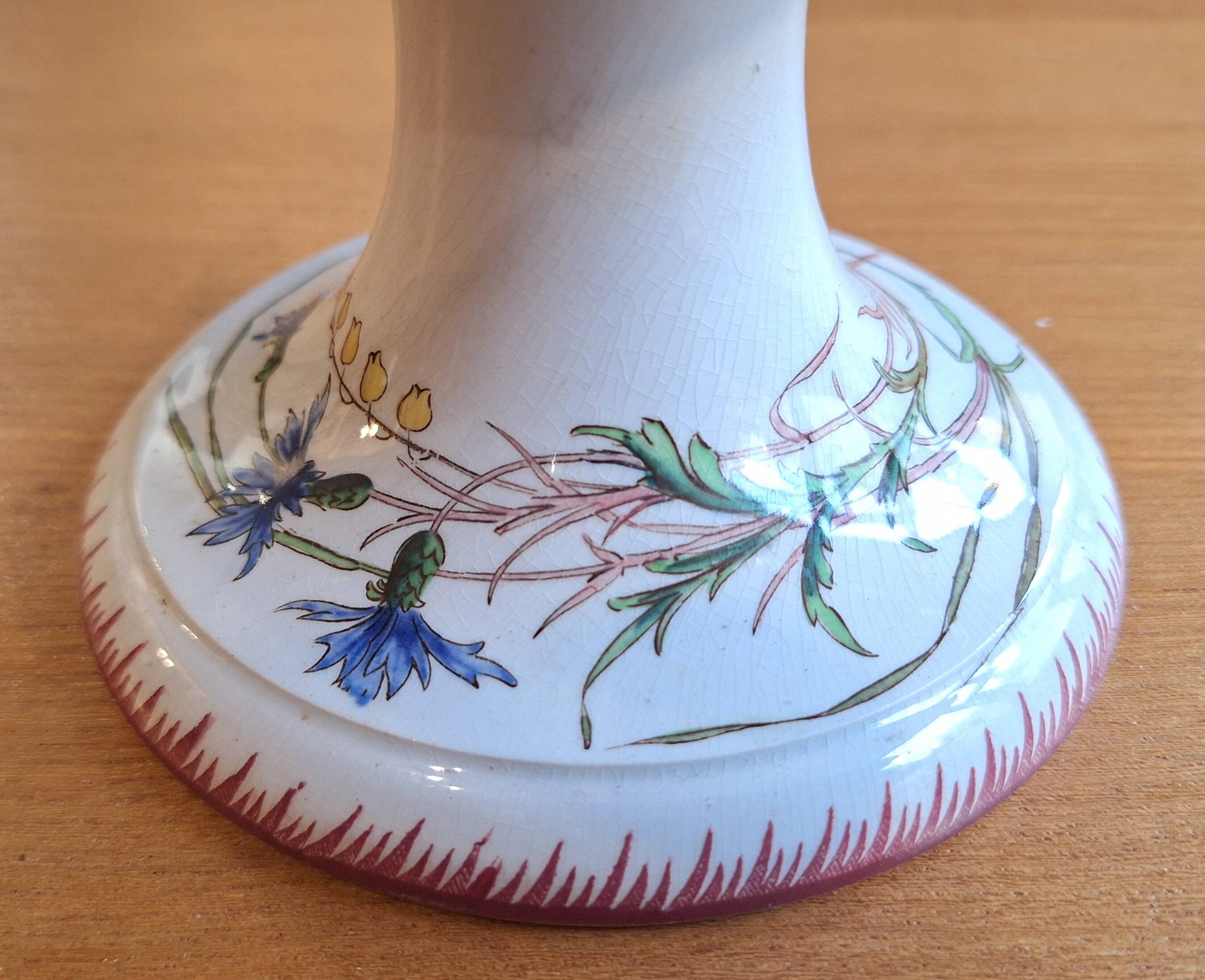 Compote dish/round bowl on foot Sarreguemines Butterfly decoration