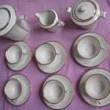 Antique coffee service, white and gold, Limoges, 1940