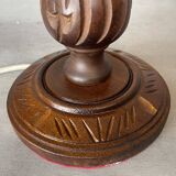 Rustic carved wood table lamp