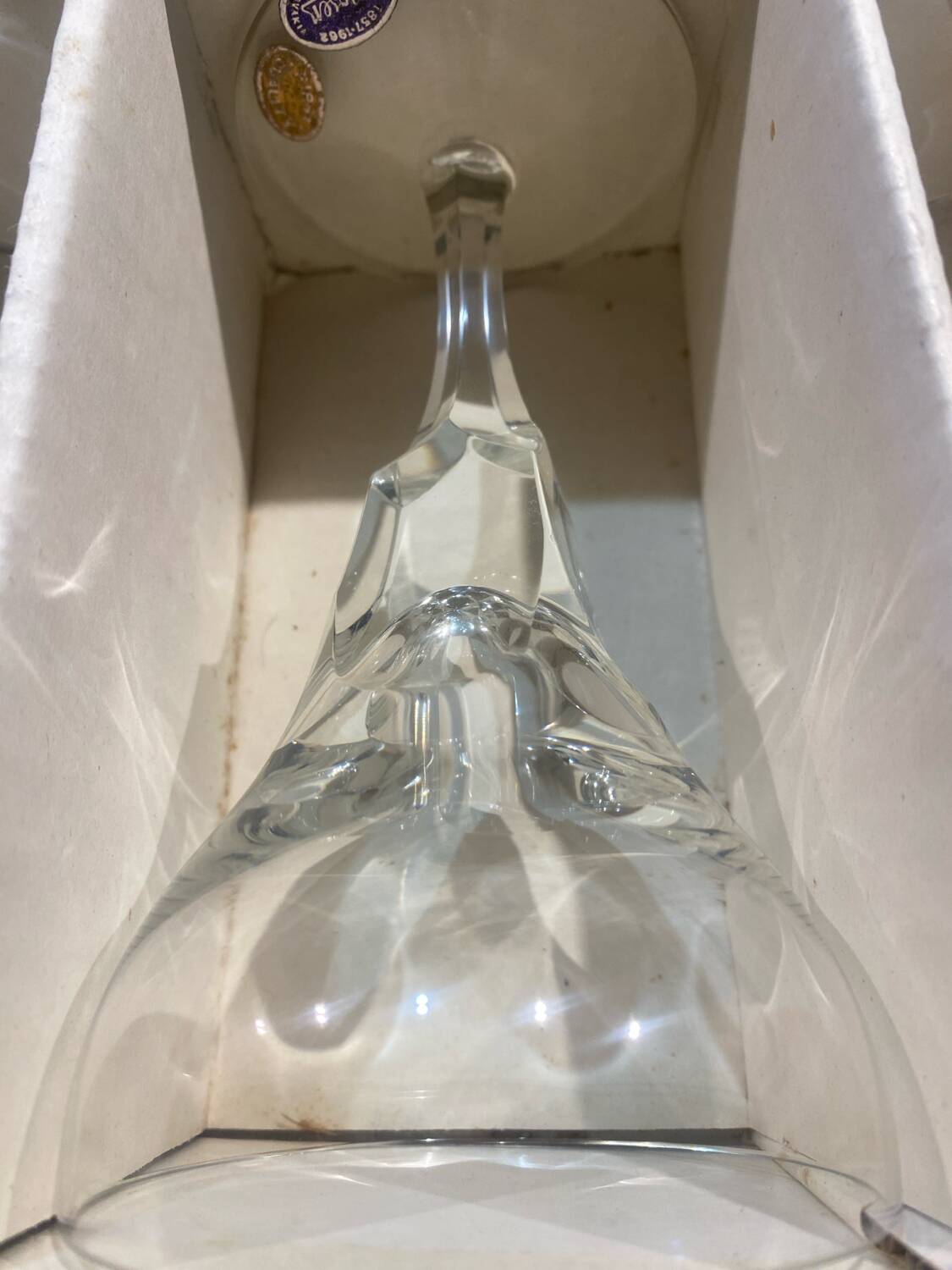 set of 6 antique cut crystal wine glasses in tulip shape from the pres