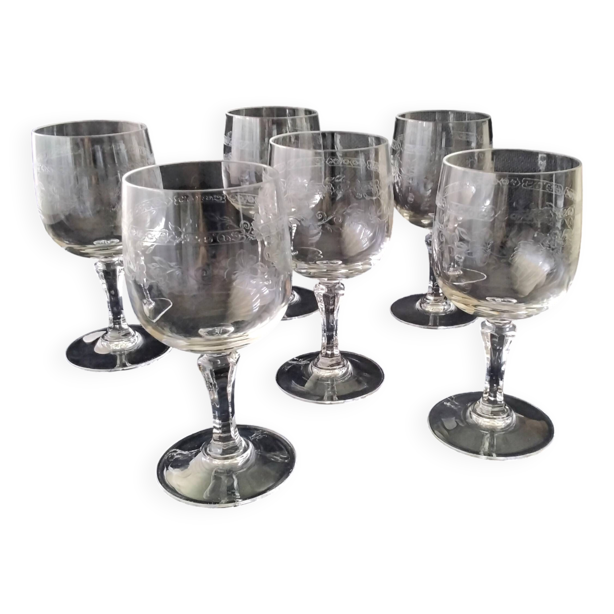 6 Verres à vin rouge Cristal d'Arques  Modèle Matignon