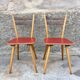Pair of bistro and bohemian beech chairs, compass feet 1950