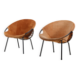 Two vintage suede balloon chairs from Lusch Erzeugnis