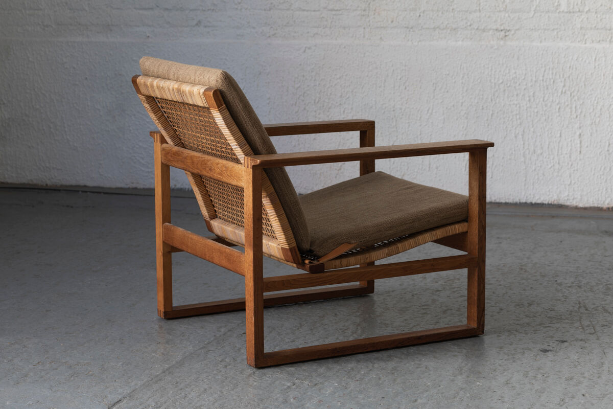 Set of 2 lounge chairs and one footrest by Borge Mogensen for Fredericia Denmark 1960’s