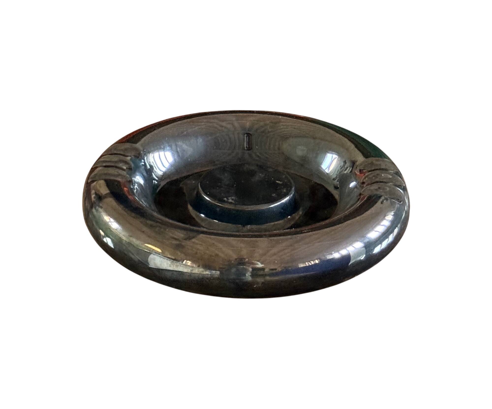 Space age blue iridescent ceramic ashtray / vide poche, Italy 1970s