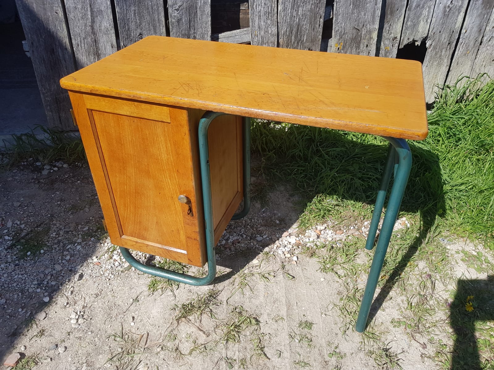 Former study office s22 of mobilor metal vert - vintage wood