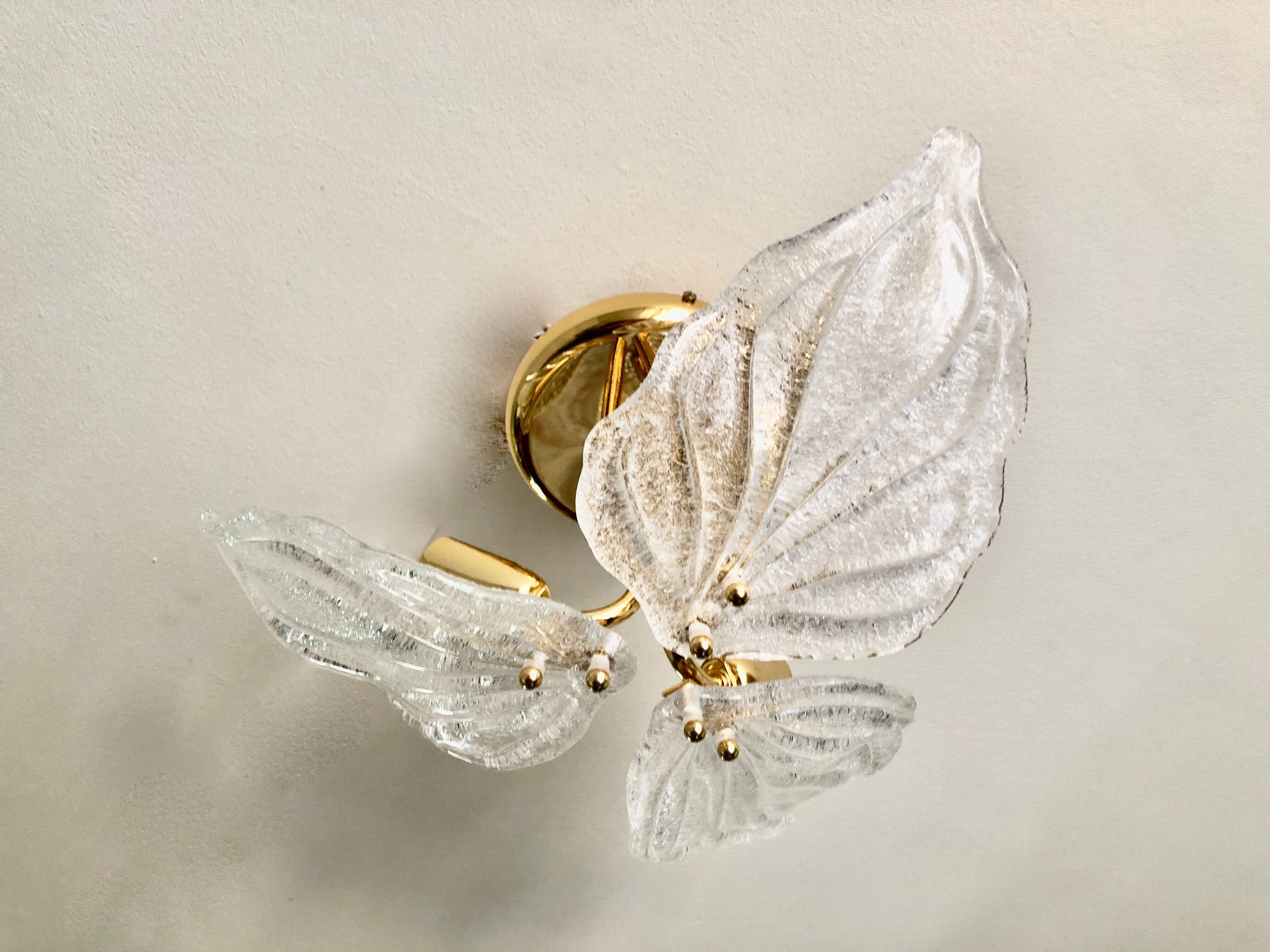 3-sheet Murano glass ceiling lamp for Novaresi