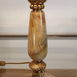 3-burner hot water bottle lamp, gilded bronze & onyx