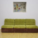 Green and brown corduroy modular sofa, 1970s.
