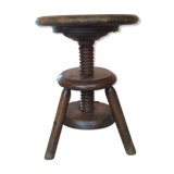 Old solid oak stool adjustable in height 50