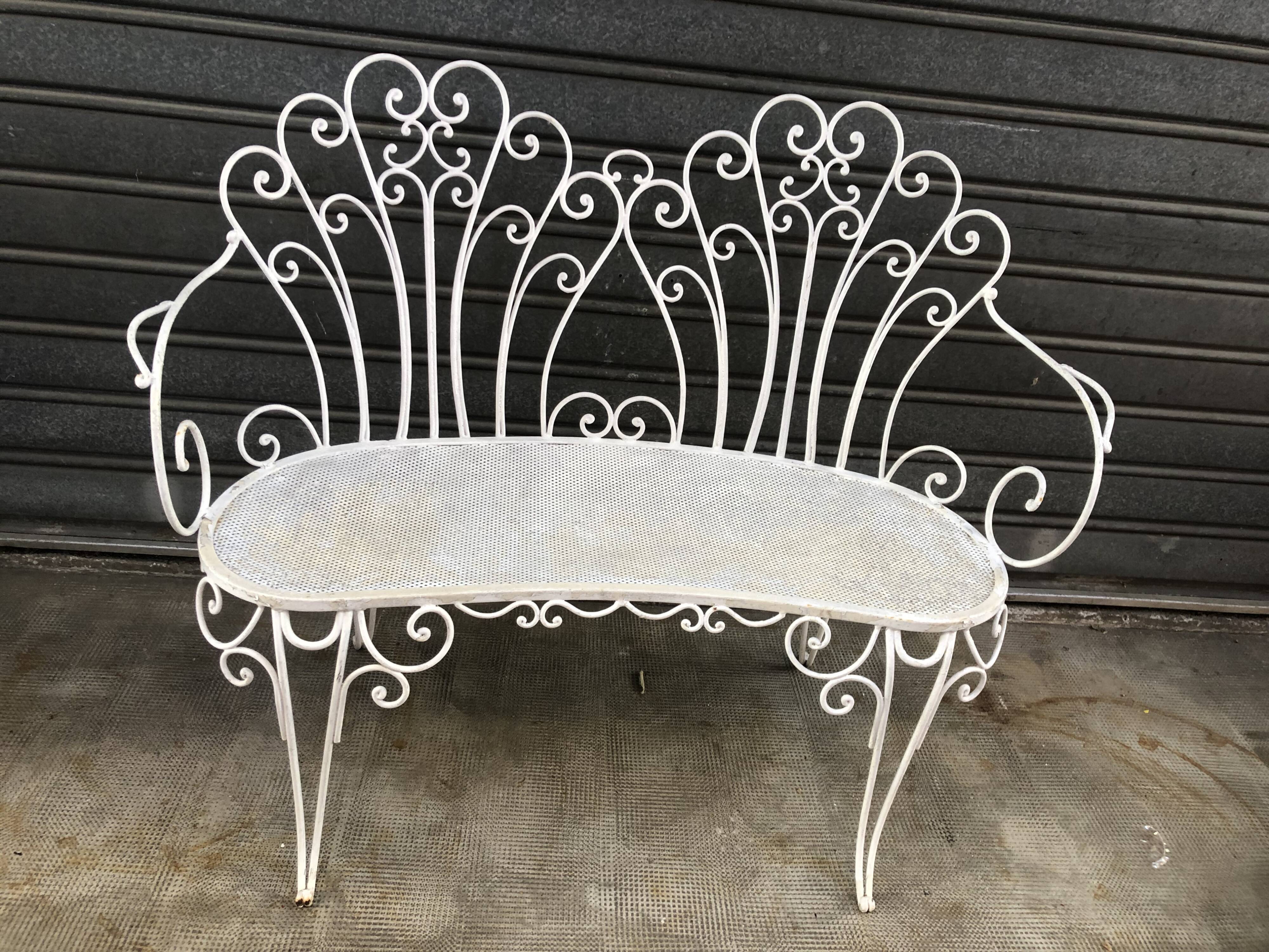 Banquette 2 place en fer forgé années 1960