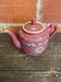 Antique MUN SHOU Teapot Pink Porcelain Flower Decor China Vintage #