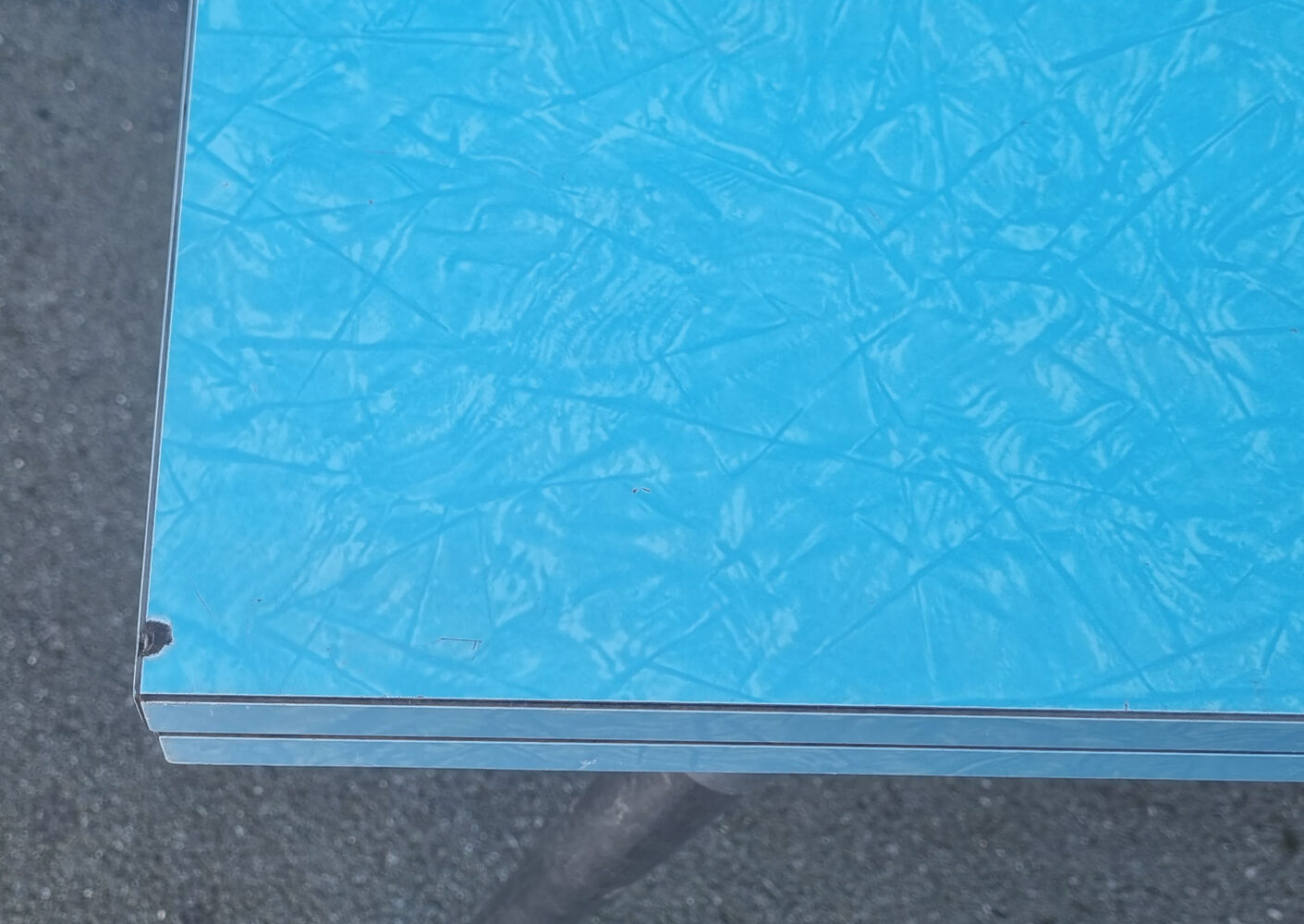 Blue formica set Jafae and its 4 vintage chairs, 70s