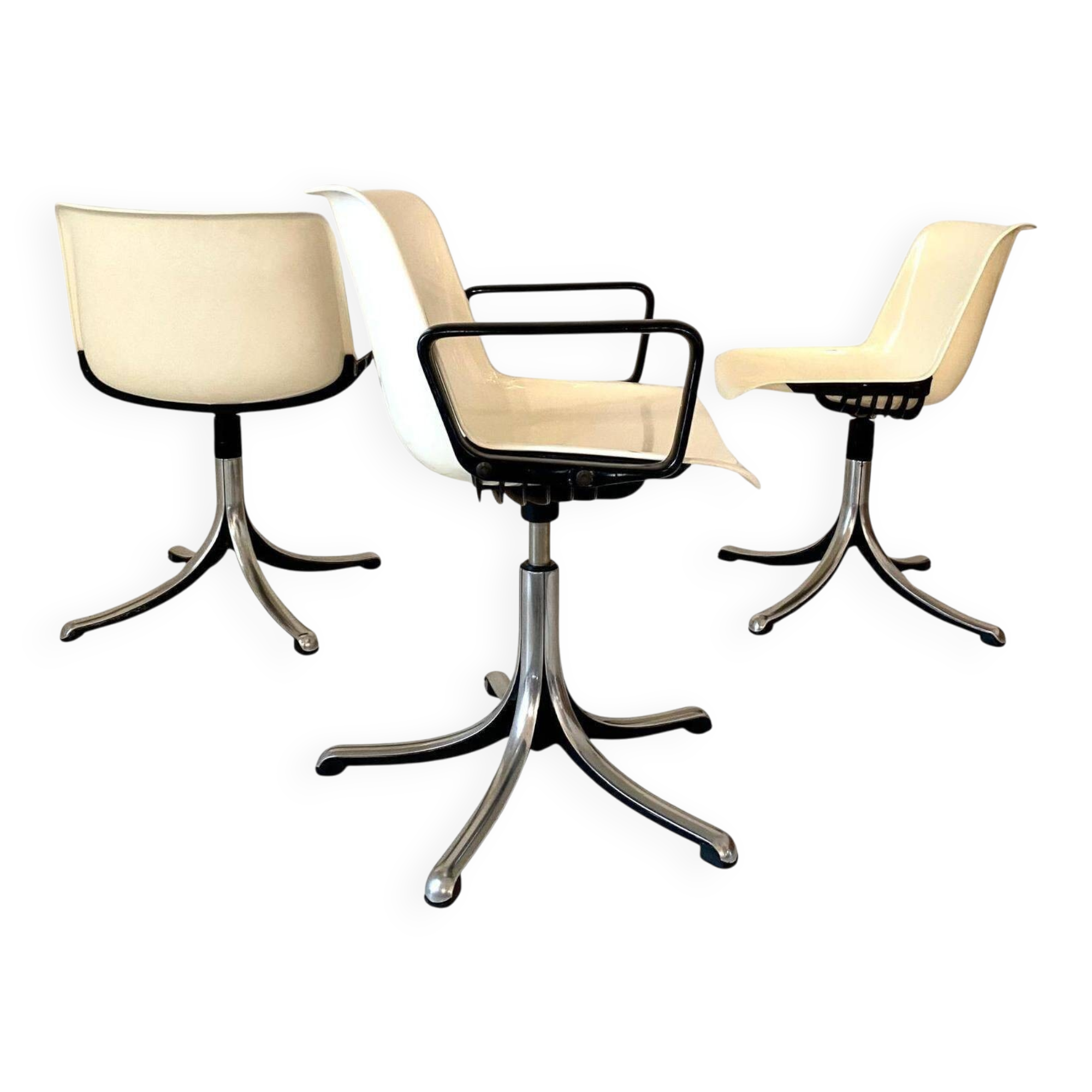 Set of three Modus Office Desk Chairs, Osvaldo Borsani for Tecno, Italy 1960