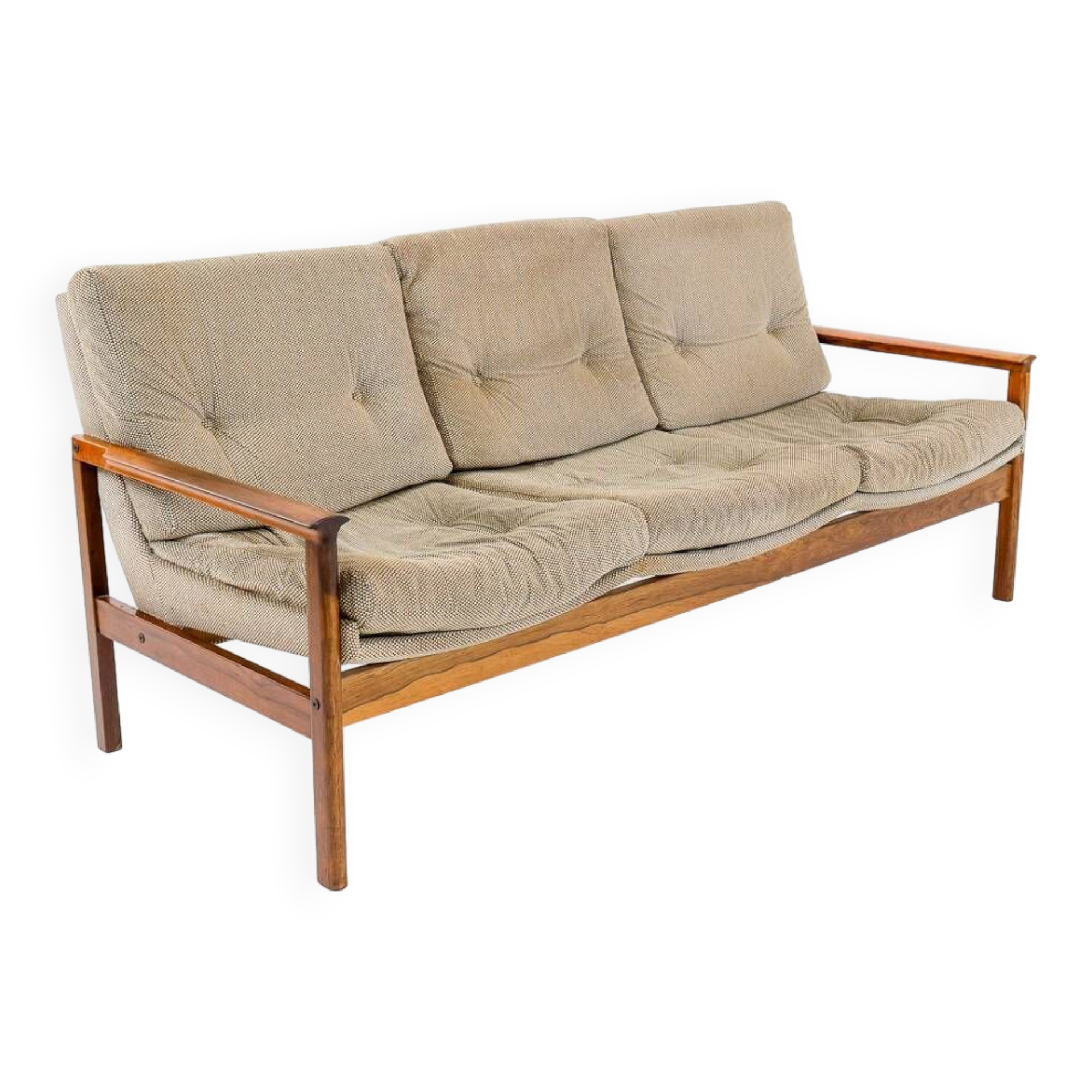 Canapé trois places vintage en palissandre 1960