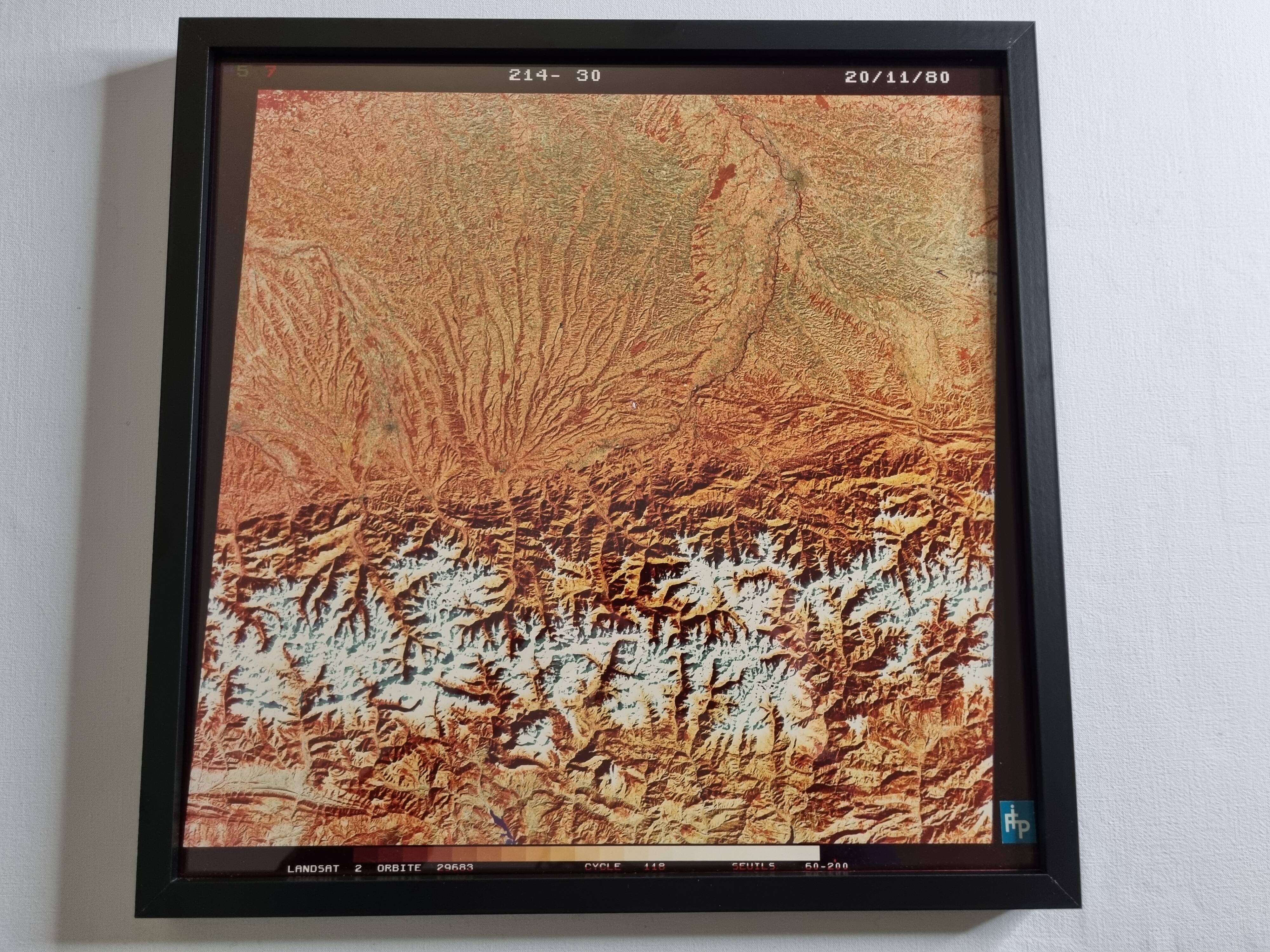 Framed Satellite Photograph - Landsat Image 1980, 42 x 42 cm