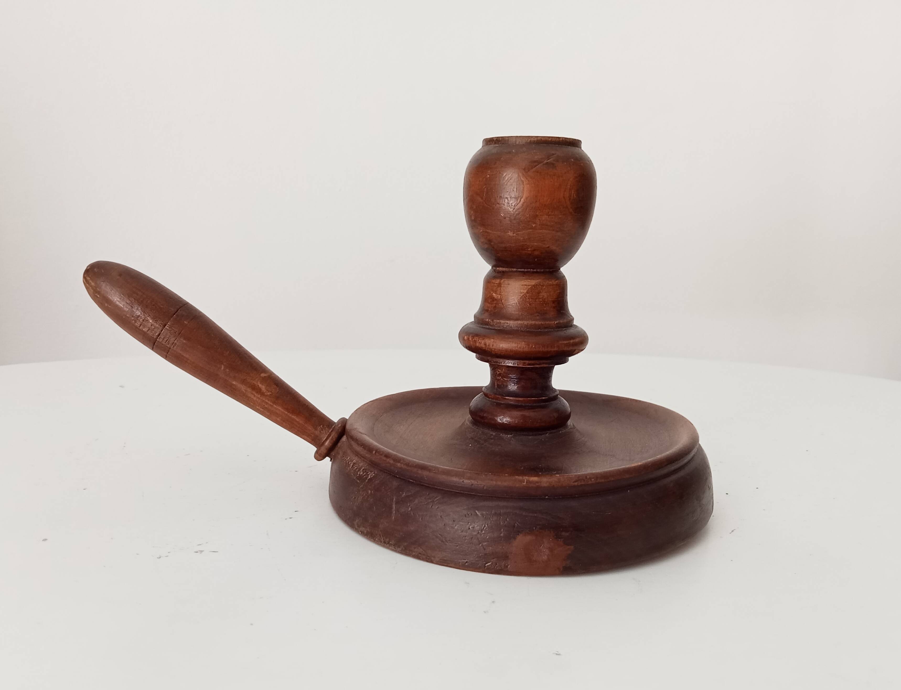 Antique wooden hand candle holder, 19th century
