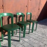 6 Bruno Rey Kush & co Green Stackable Chairs Circa 1970
