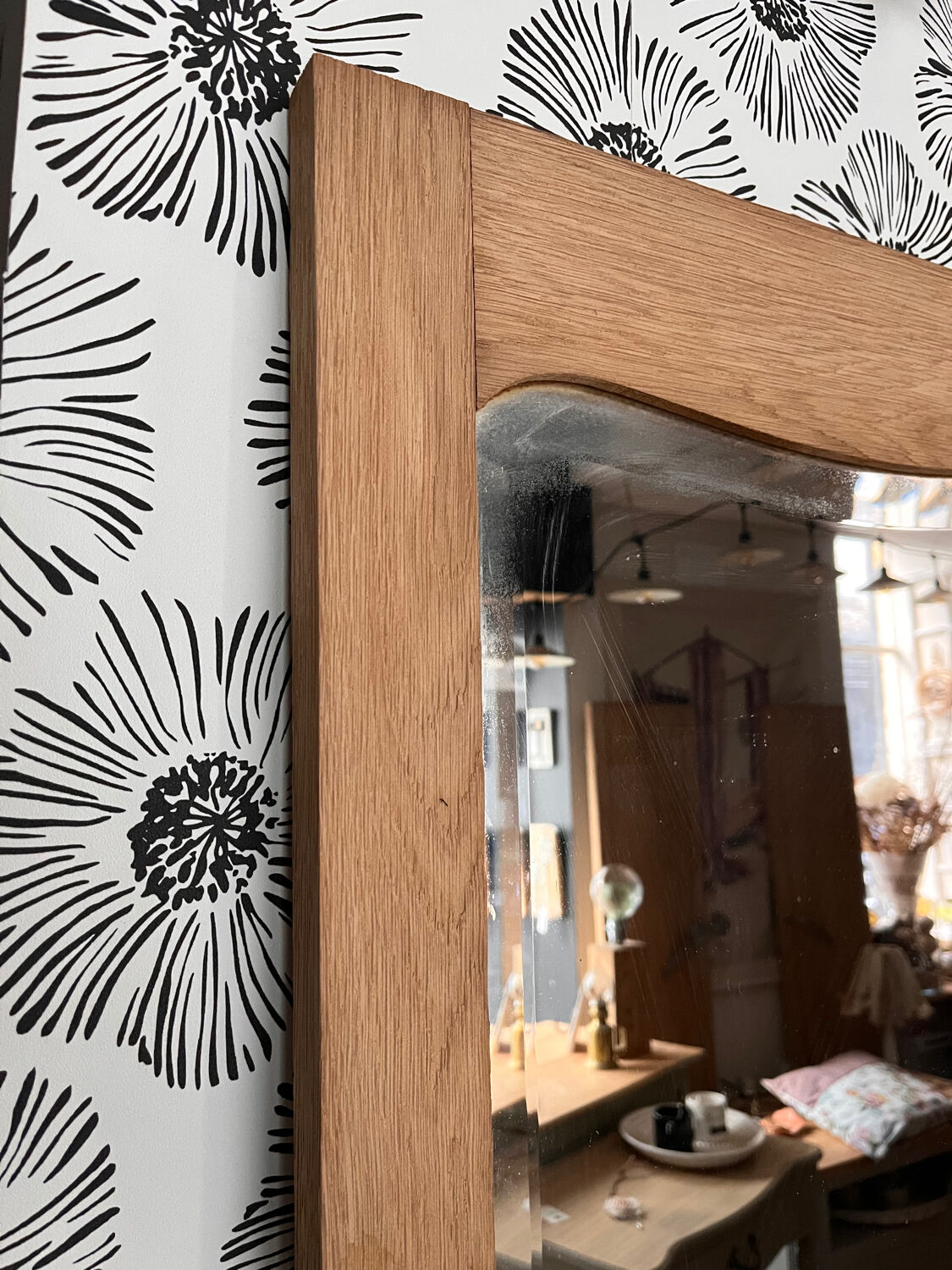 Vintage Art Deco mirror door Izïa solid oak wood