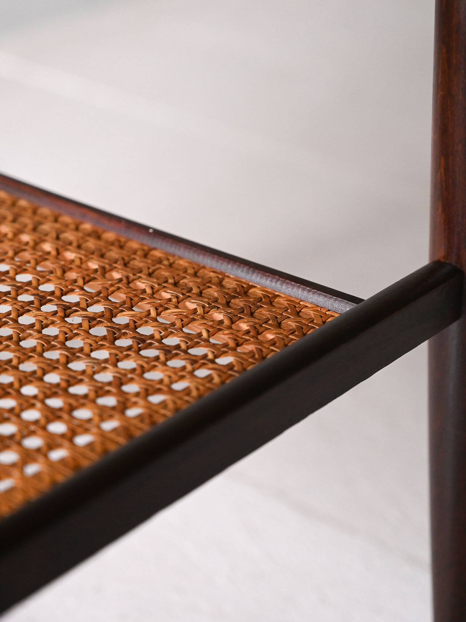 1960s Scandinavian coffee table with Vienna straw shelf