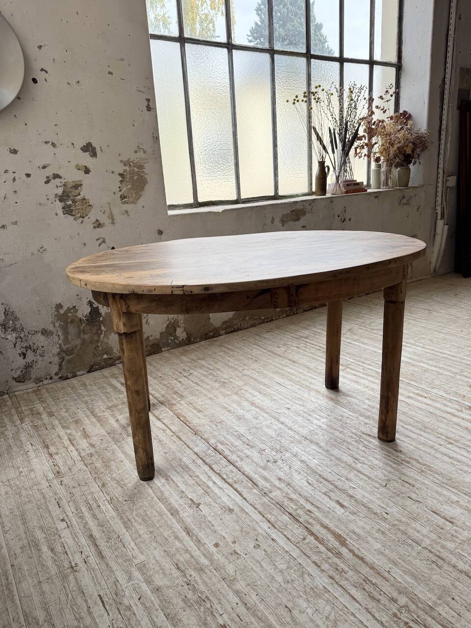 Oval walnut farmhouse table