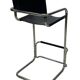 Vintage Black Leather & Chrome Italian Modern Barstools Set