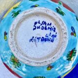 Antique ceramic teapot Asia minor musician's decoration turkey 1900 signed