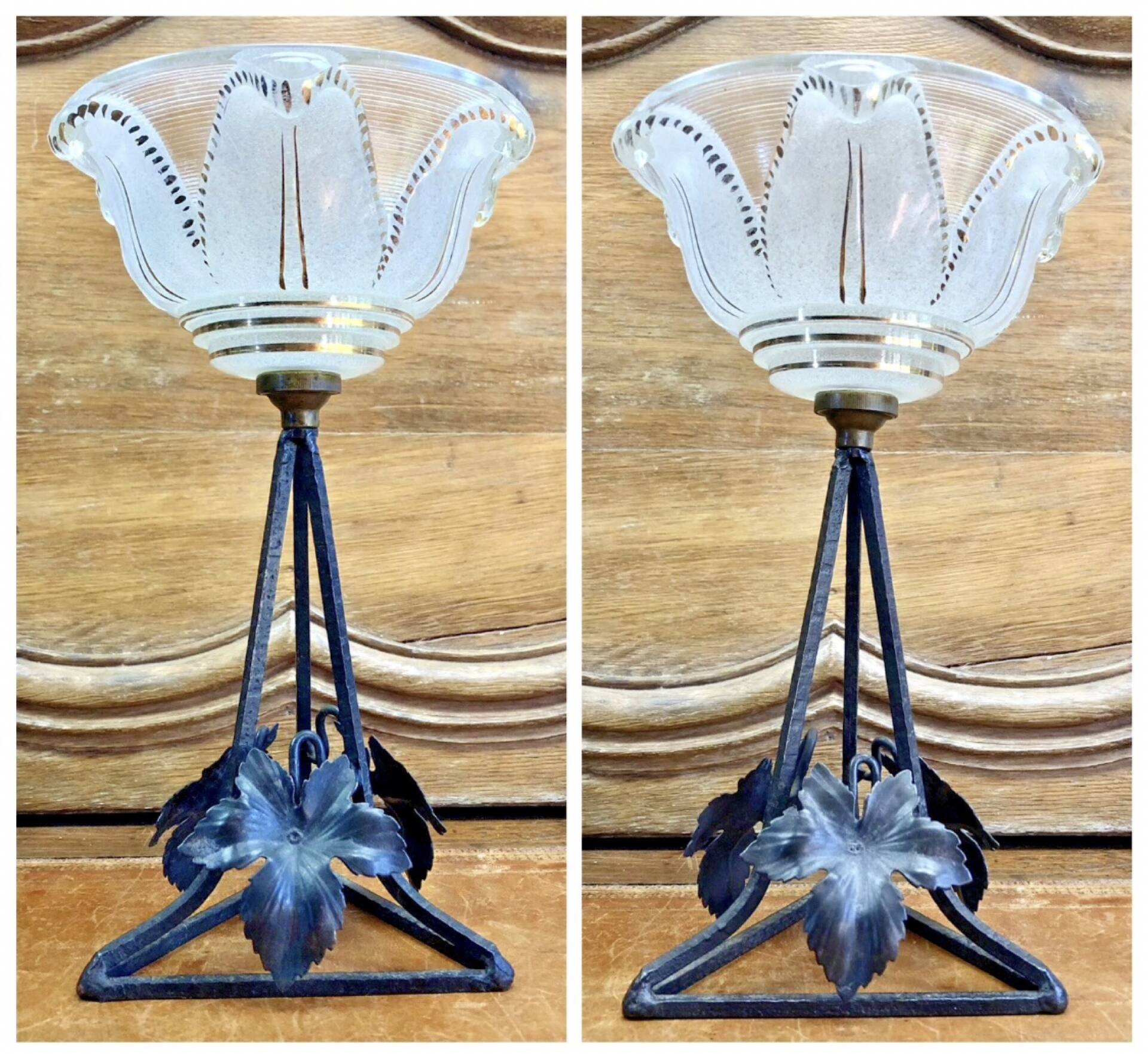 Old small Art Deco lamp 1930 golden basin Ezan one