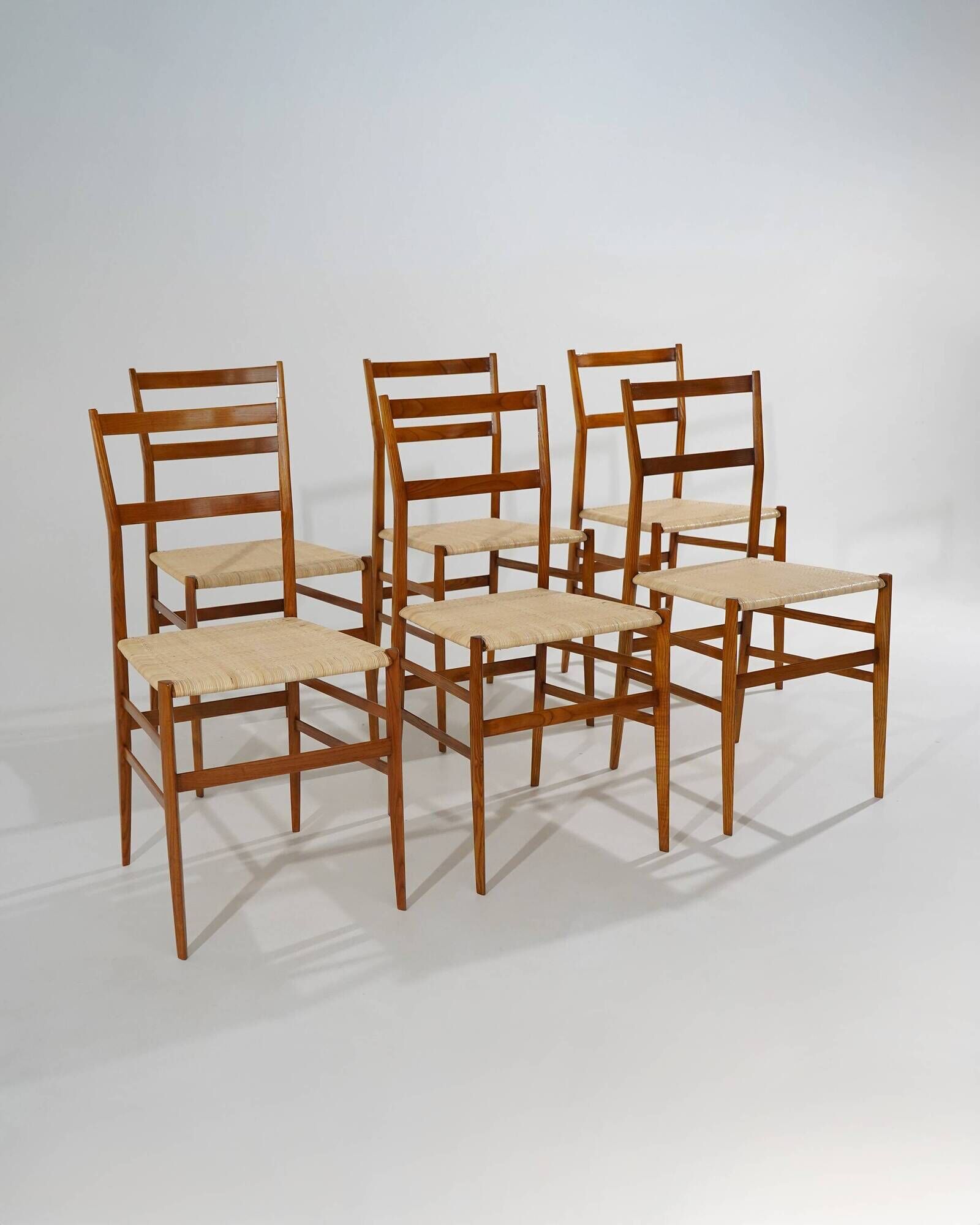 6 Superleggera dining chairs by Gio Ponti for Cassina, 1970’s